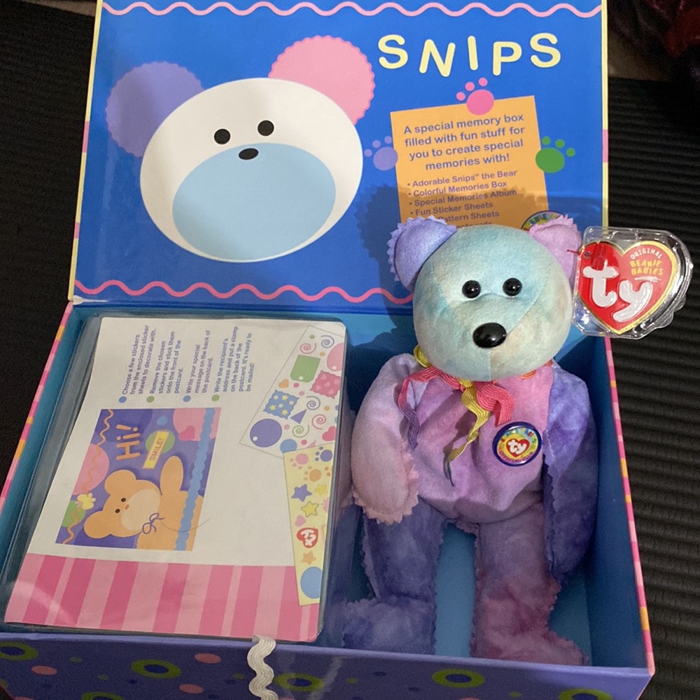 Ty Beanie Babies Baby Club Snips Teddy Bear Box Member Kit Rare Vintage Collect